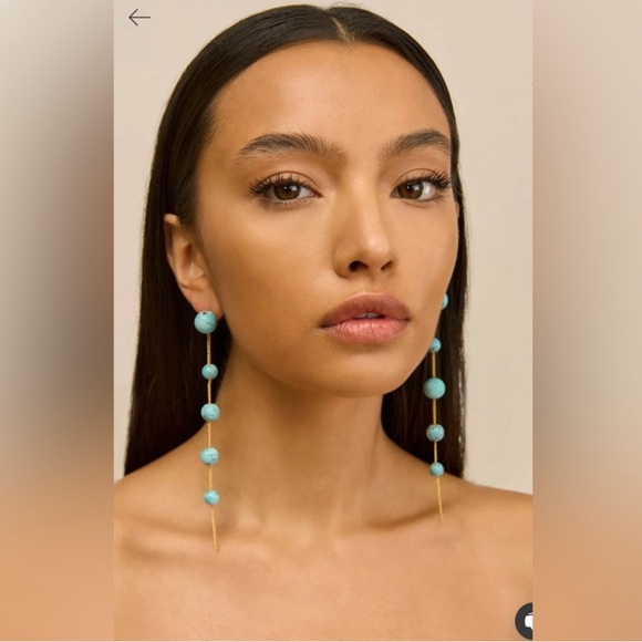 NEW Cult Gaia Atum Earrings in Ibiza Turquoise - Picture 2 of 6